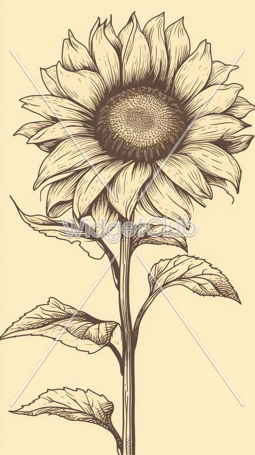 Ekranınız için Güneşli Ayçiçeği Çizimi
