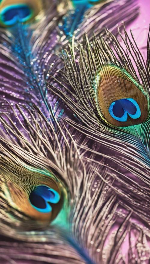 Arte astratta pastello che ricorda le piume di un pavone colorato.