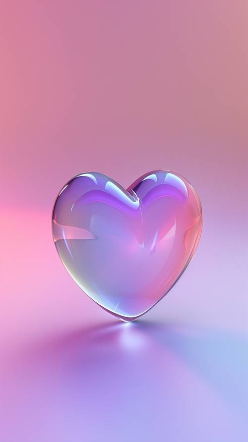 Coração de vidro colorido em fundo rosa