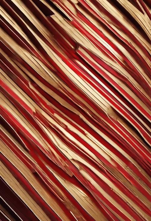 A modern, contemporary pattern of red and gold stripes arranged in zig-zag shapes.