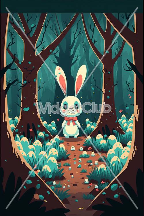 Enchanted Forest Adventure with Cute Bunny