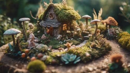 A whimsical September fairy garden filled with magical creatures and plants Tapet [3a9880d08d0d4461931e]