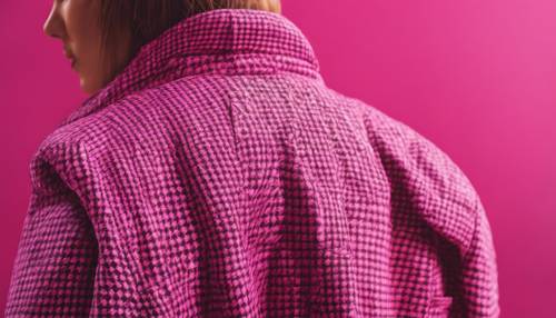 A hot pink houndstooth pattern on a stylish winter coat. Tapeta [a439d9034c724d21b2af]