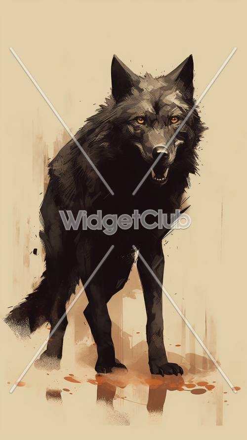 Majestic Black Wolf in Art壁紙[81c1a452cd4947d29e4d]