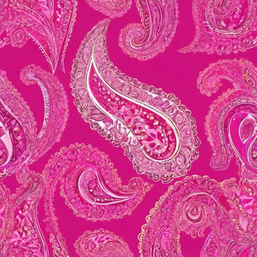 Sự kết hợp liền mạch giữa họa tiết paisley màu hồng rực rỡ và một chút kim tuyến vàng.