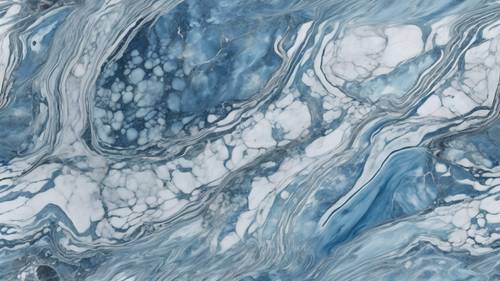A seamless pattern of polished blue marble with specks of white and light blue veins.