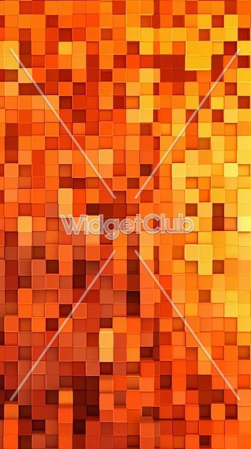 Sunny Orange 3D Cubes Pattern