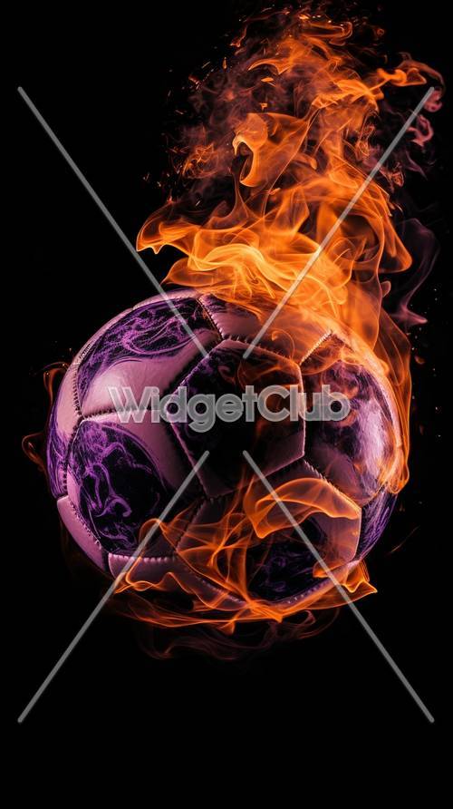 アクション満載！燃えるサッカーボールの壁紙