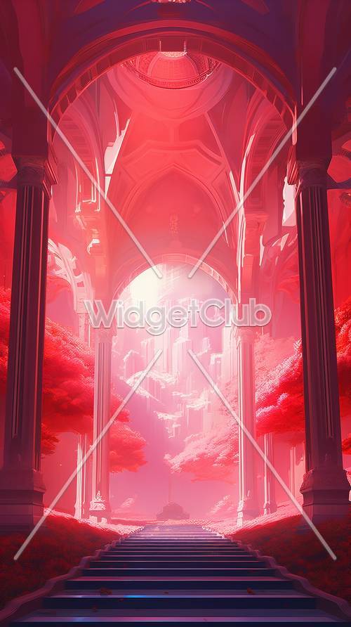 Enchanted Red Forest Cathedral