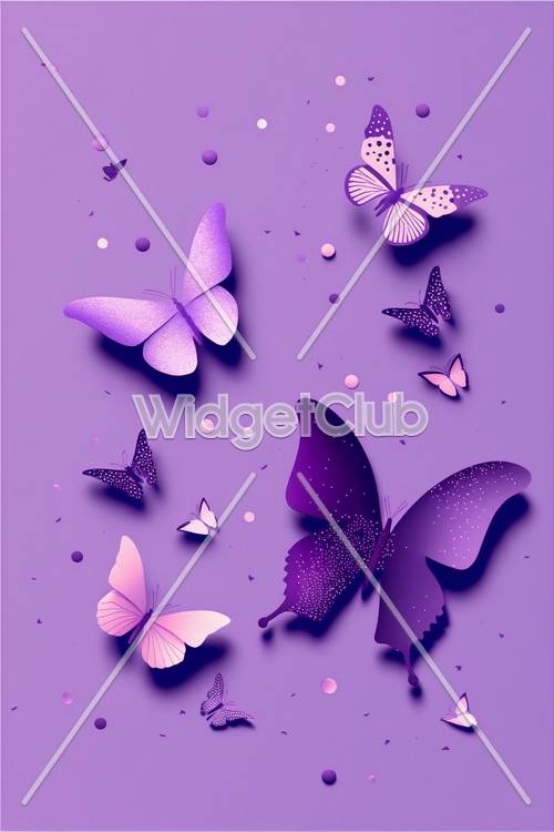 Purple Butterflies Floating on a Dreamy Background