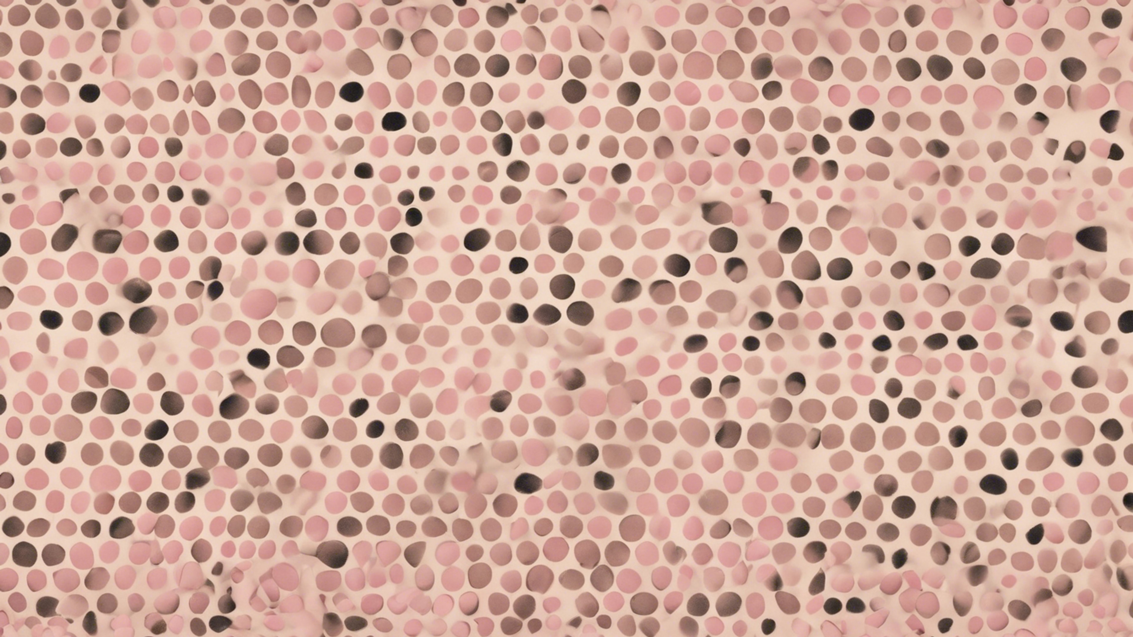 A polka dot pattern consisting of small, pastel pink dots on a cream background Wallpaper[ffe38e7b3ae543588364]