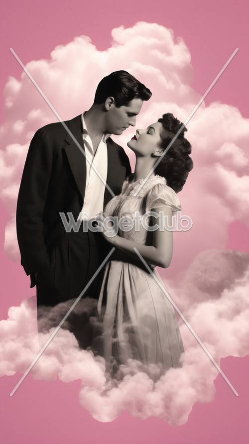 Vintage Romantic Couple in Love Background