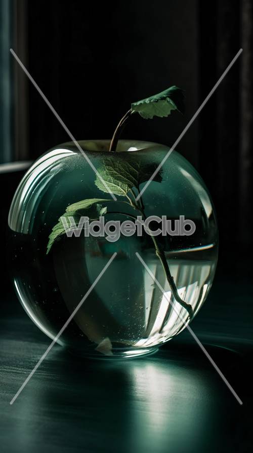 Green Leaf in Glass Sphere