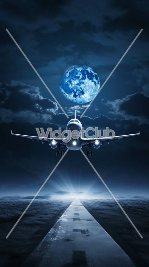 Geceleri Parlayan Bir Dünyaya Doğru Uçan Uçak