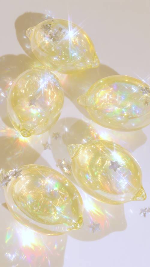 Shiny Yellow Lemons with Sparkling Stars Wallpaper [c8d657c54f7c4f50a382]