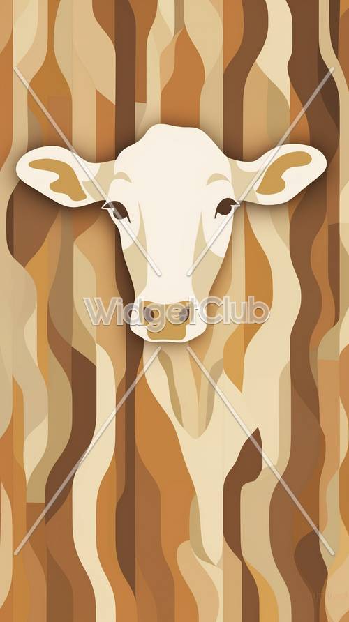 Cute Cow on Striped Pattern
