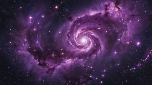 Purple galaxies clashing together in a dramatic depictive of cosmic event.