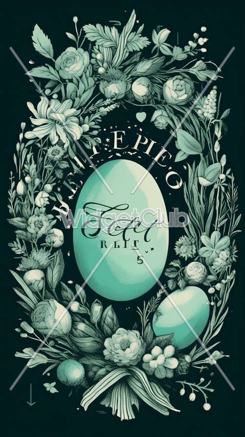 Diseño de huevos de Pascua y flores.