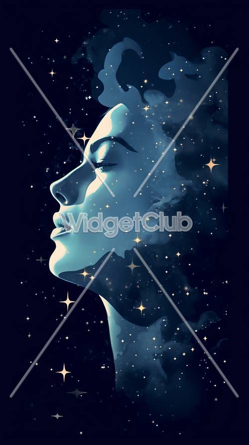 Starry Night Sky Lady Profile