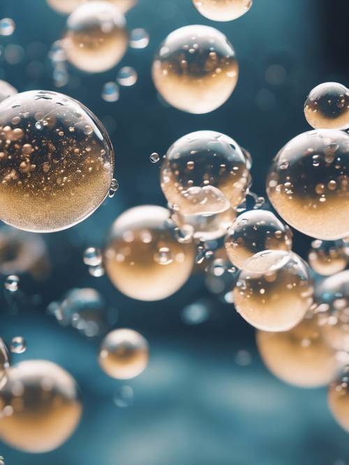 A feast of bubbles floating in the air, each bubble carrying a letter forming an inspirational quote. Tapeet [75a5777f6f8e468591f4]