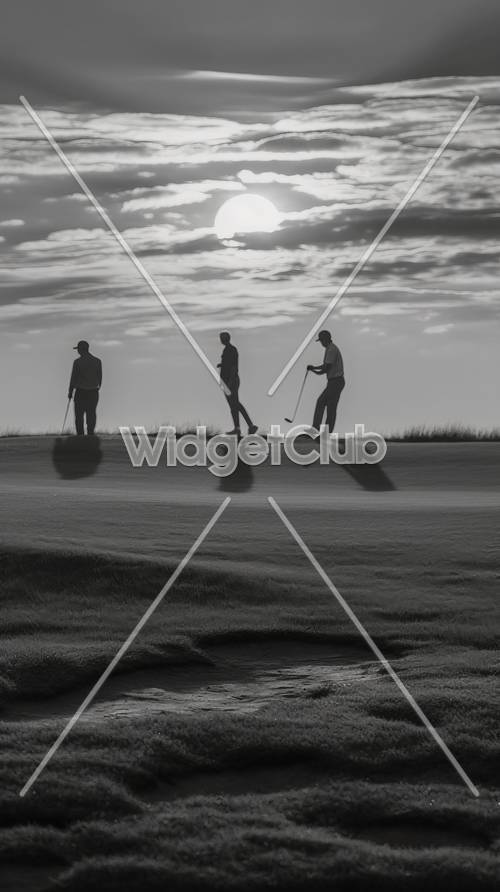 Gioco di golf al tramonto