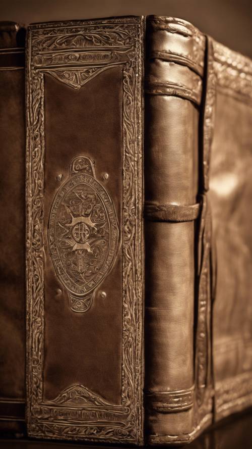 深褐色調的圖像，是一本已被廣泛閱讀的舊皮革裝訂聖經。