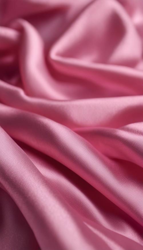 粉色丝绸面料特写，散发淡淡的光泽。