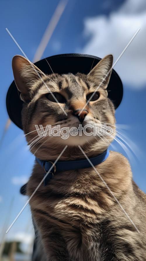Fajny kot w kapeluszu