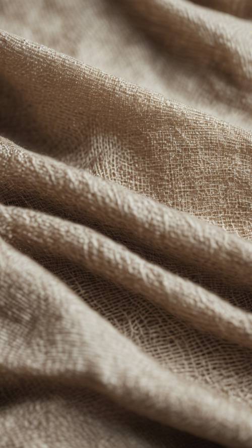 Foto macro detalhada das nuances naturais e diferenças de textura em um tecido de linho orgânico.