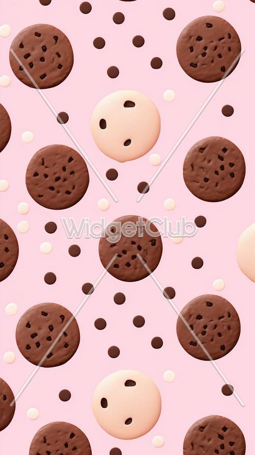 かわいいピンクとチョコのクッキーパターン　