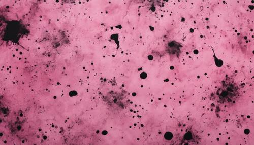 Wrinkled grunge pink paper texture with black ink splats