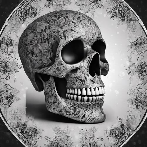 Gothic black and white skull pattern. Tapeta [01492302ba254dc39bba]