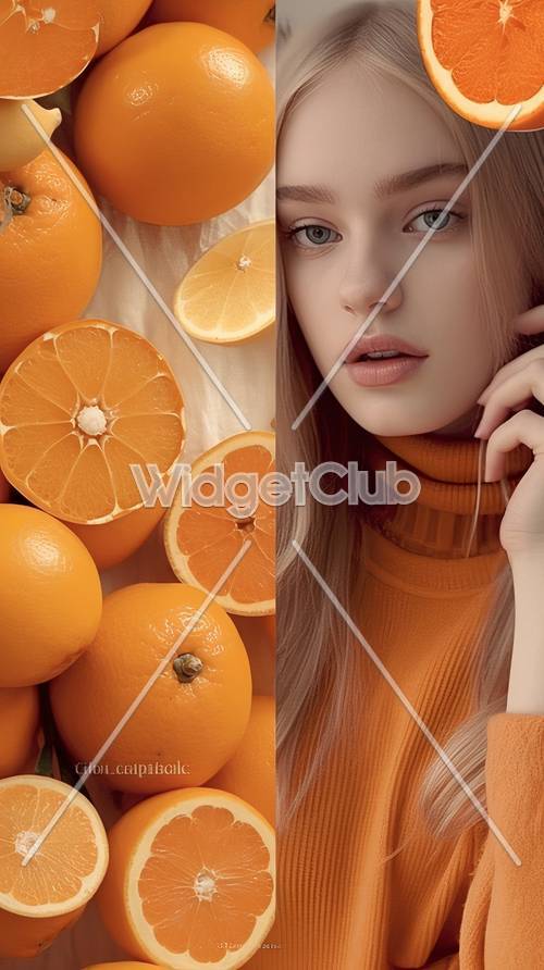 감귤류와 스타일을 갖춘 밝은 오렌지색 테마