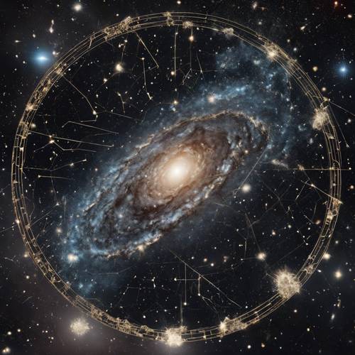 백색 왜성을 둘러싼 별자리가 있는 고대 검은 은하.