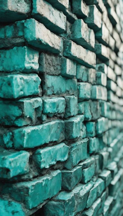Un motif répétitif de briques turquoise patinées