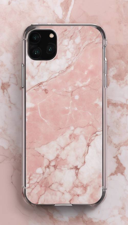 Pastelowo różowe marmurkowe etui na iPhone&#39;a.