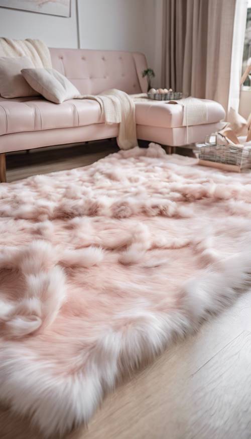 Tapis de luxe en fausse fourrure de style vache pastel.