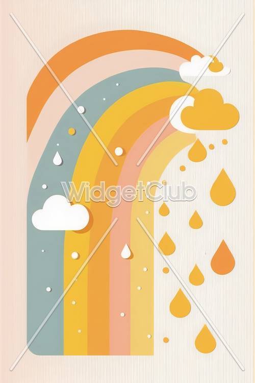 Thiết kế cầu vồng và hạt mưa đầy màu sắc