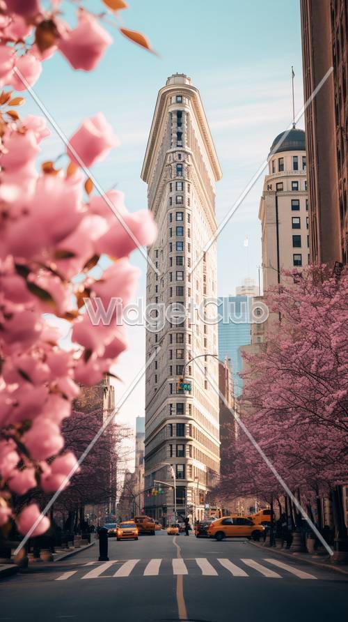 Kirschblüten und berühmte Gebäude im Frühling