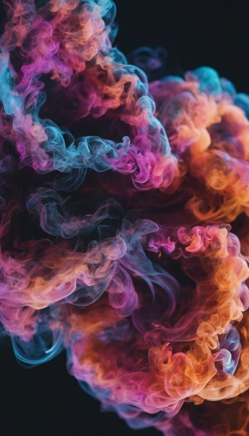 Curls of vibrant, psychedelic smoke twisting beautifully against a void-black background. Tapeta [940bd201b05740028d74]