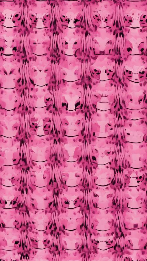 Una stampa a motivi di mucche rosa disposte in un disegno caleidoscopico.