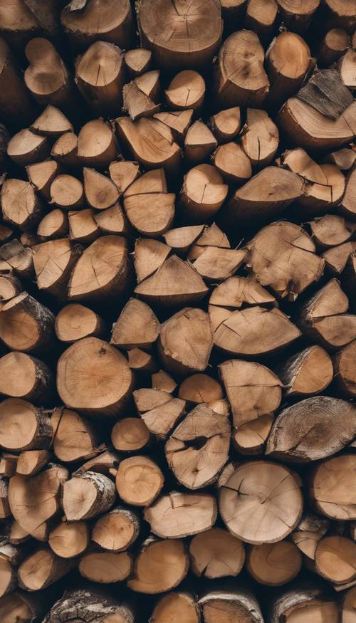 Un tas de bois coupé soigneusement empilé à l&#39;extérieur de la maison pittoresque de style cottage, prêt pour la cheminée d&#39;hiver.