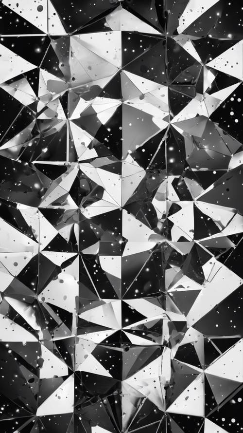 기하학적인 삼각형과 원형의 흑백의 조화로운 조화