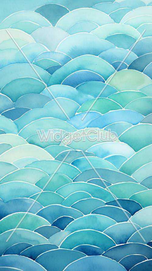 Blue Watercolor Fish Scales Pattern