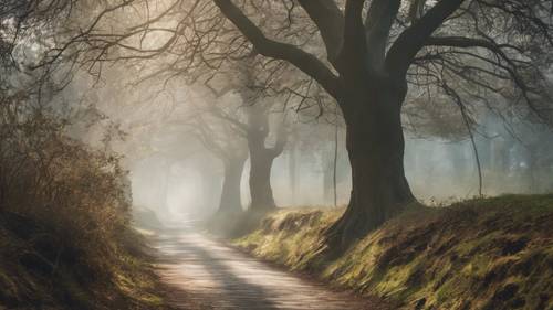 Un sentiero nebbioso con alberi sporgenti e la citazione &quot;La strada per il successo è spesso solitaria&quot;.