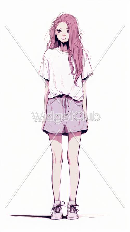 Design de roupa fofa de anime para meninas