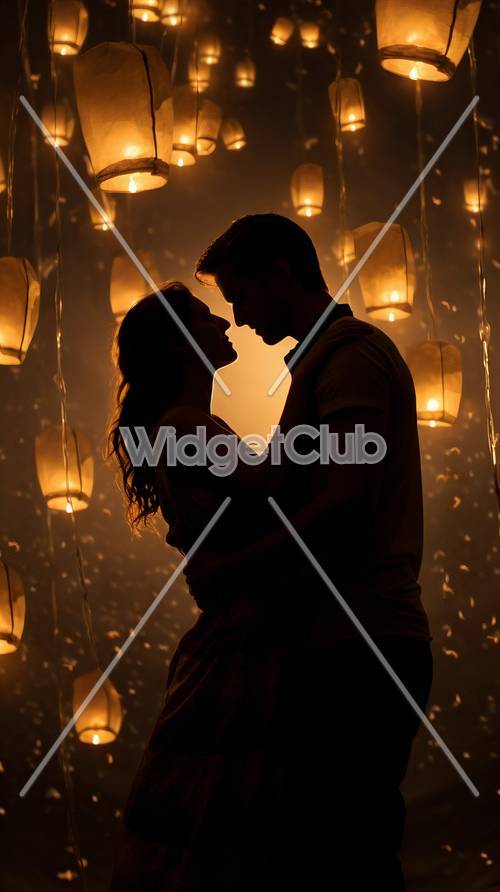 Romantic Couple Under Golden Lights