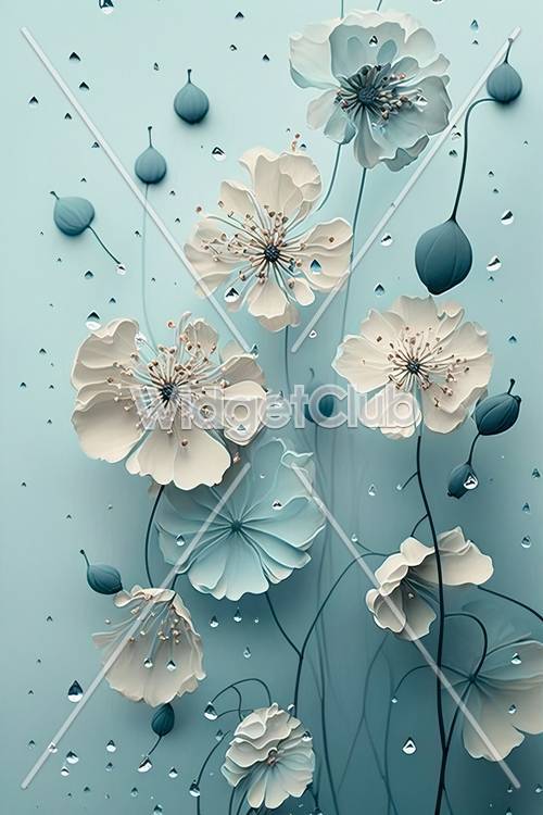 ศิลปะดอกไม้สีฟ้าเย็น