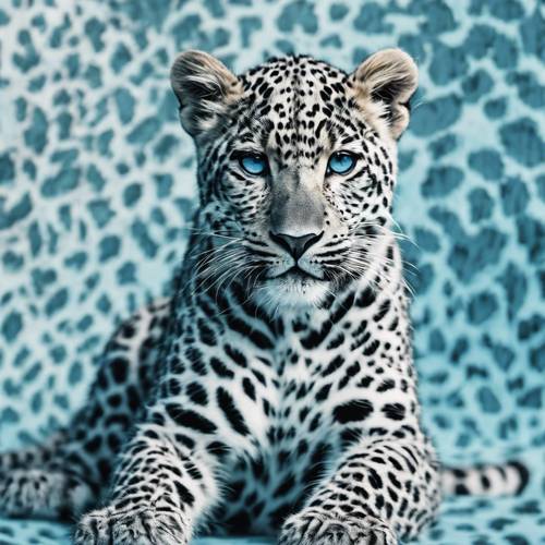 Classic baby blue leopard pattern with a touch of modern abstract style.