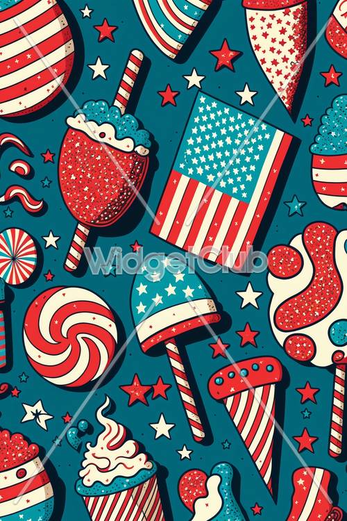 Modèle de friandises et de bonbons patriotiques